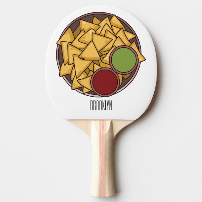 Nachos - illustration av tecknaden pingisracket (Framsidan)