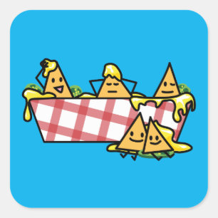 Nachos Melted Cheese Jalapeno Nacho tortilla chip Fyrkantigt Klistermärke