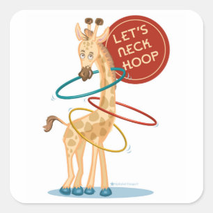 Nacke Hooping Giraffe: Stickers Fyrkantigt Klistermärke