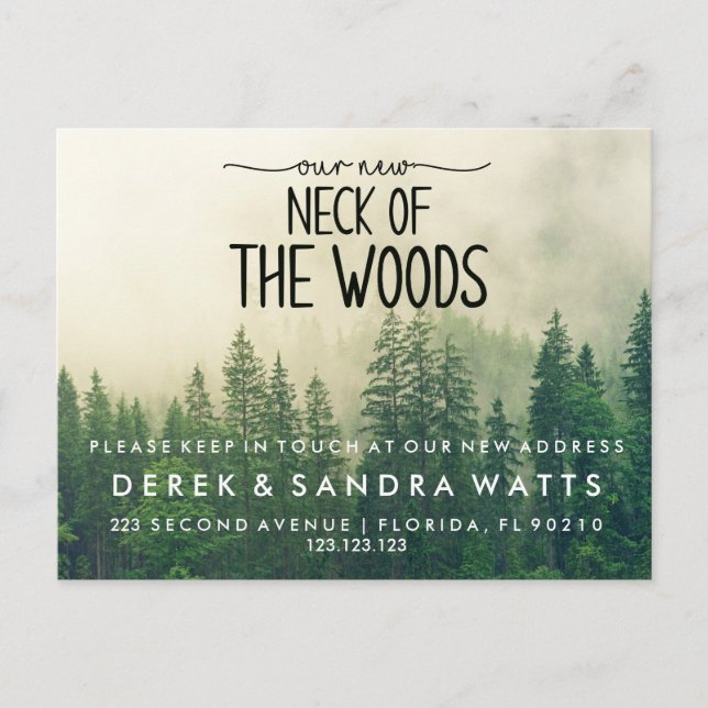 NACKE i SKOGEN | Modern underrättelse om Flytta Meddelande Vykort (Framsida)