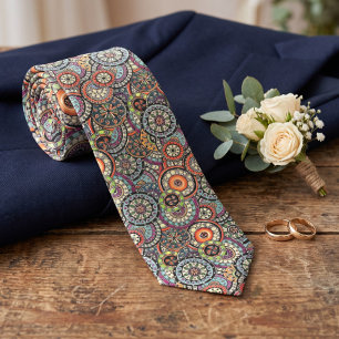 Nackhalsduk med färgglatt abstrakt blommönster slips