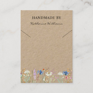Nacklace Visning Card Blommigt av Wildblomma Visitkort
