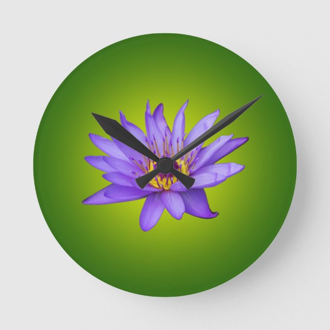 Näckros Blomma Damm Akvatisk Lila Vattenblomning Rund Klocka (Framsida)