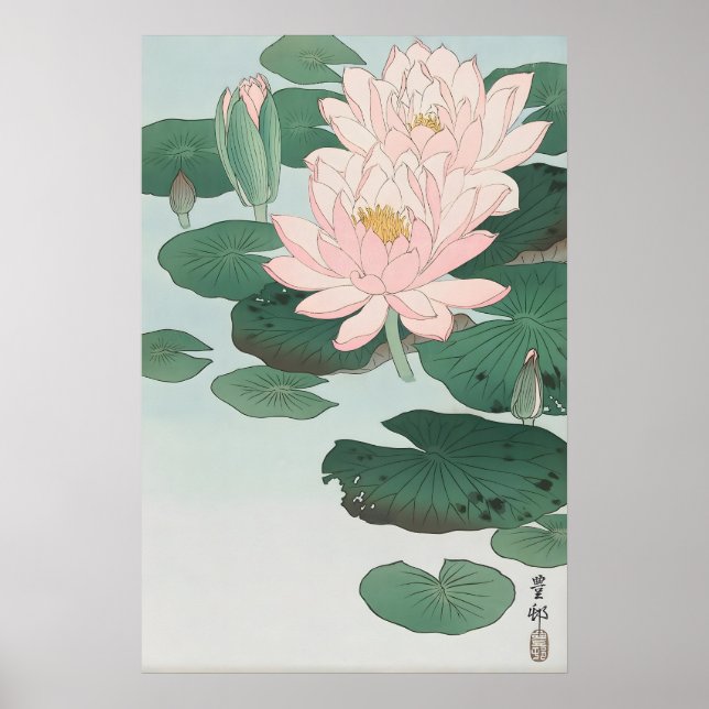Näckros Finkonsttryck Ohara Koson Japansk Poster (Framsidan)