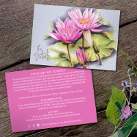Näckros rosa blå akvarell konst bröllopsdetaljer