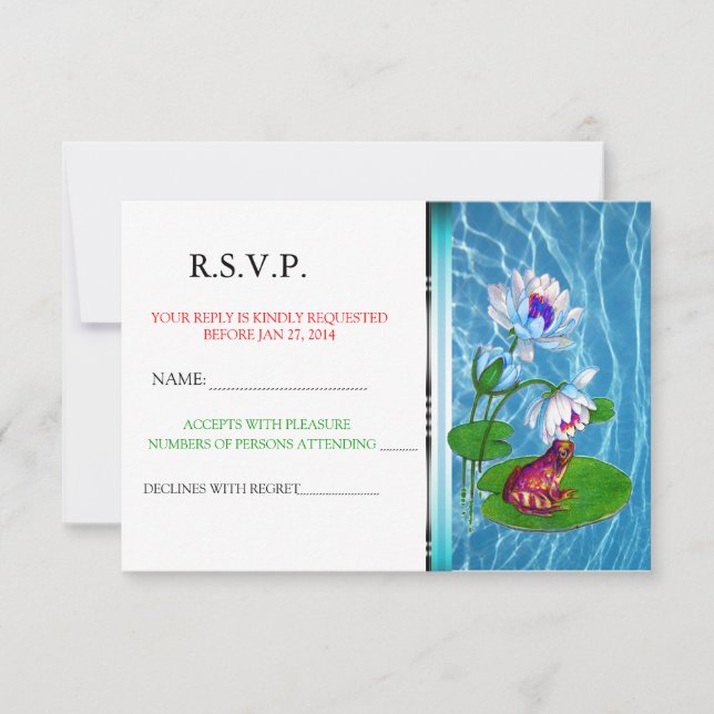 Näckrosblad Inbjudan Med Groda RSVP Tillkännagivan (Framsida)