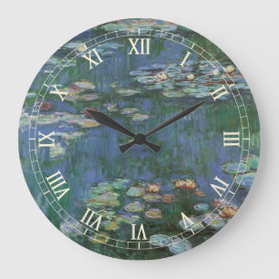 Näckrosor av Claude Monet, Vintage blommor Stor Klocka