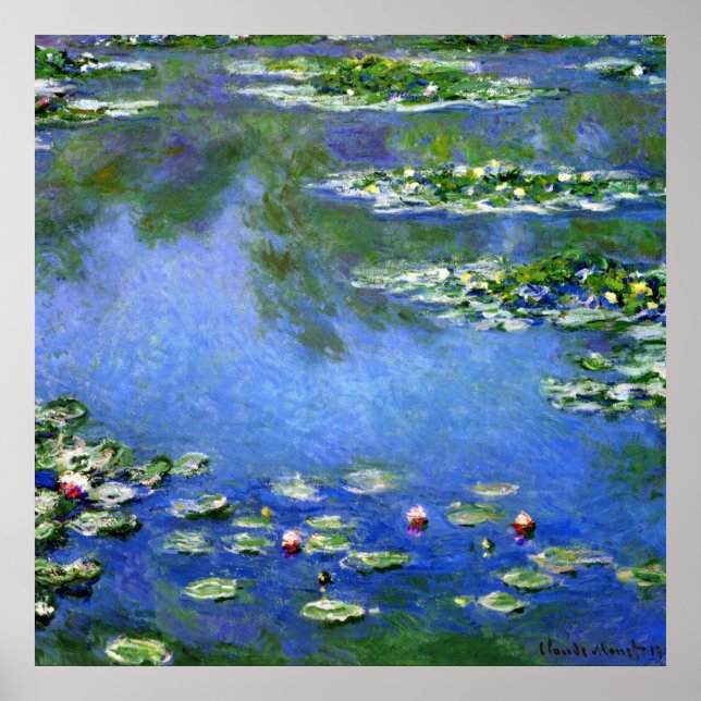 Näckrosor av Claude Monet, Vintage Finkonst Poster (Framsidan)