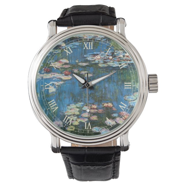 Näckrosor av Claude Monet, Vintage Impressionism Armbandsur (Framsida)