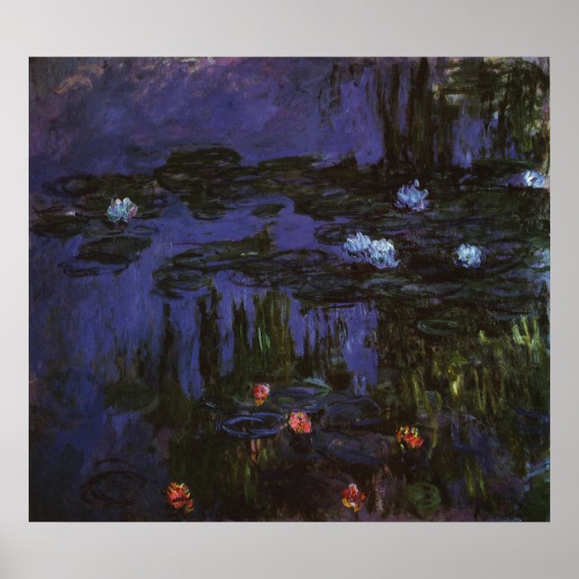Näckrosor av Claude Monet, Vintage Impressionism Poster (Framsidan)