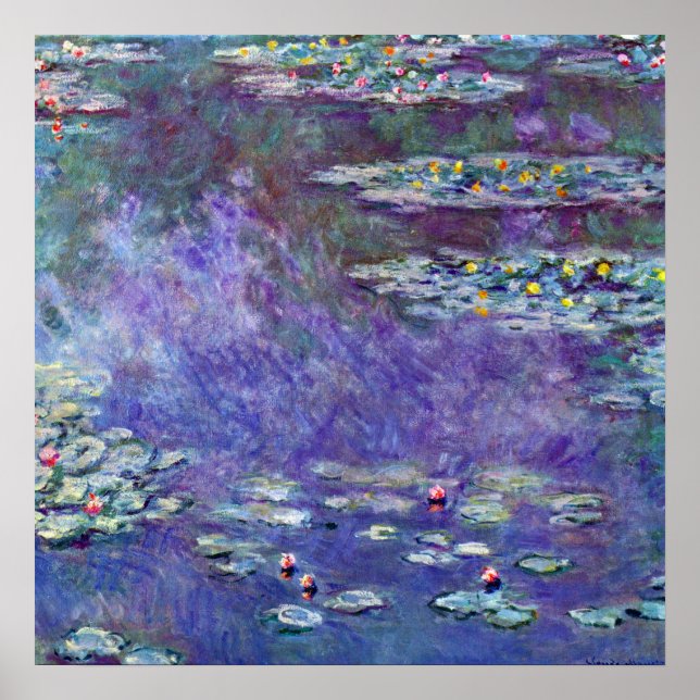Näckrosor av Claude Monet, Vintage Impressionism Poster (Framsidan)