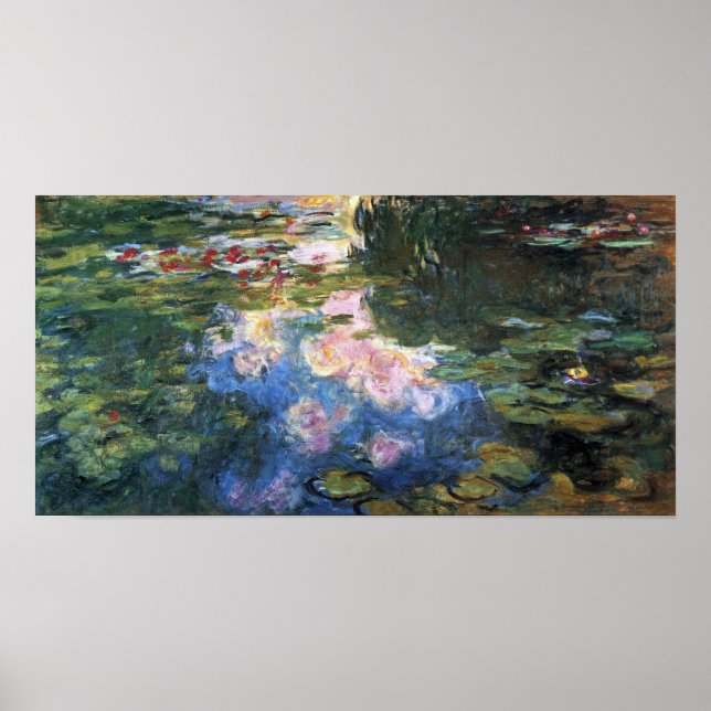 Näckrosor av Claude Monet, Vintage Trädgårdskonst Poster (Framsidan)