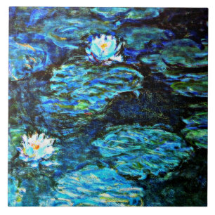 Näckrosor, Blå, av Claude Monet Kakelplatta