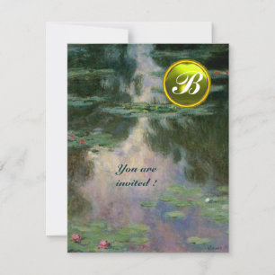 NÄCKROSOR /GUL ÄDELSSTENSMONOGRAM INBJUDNINGAR