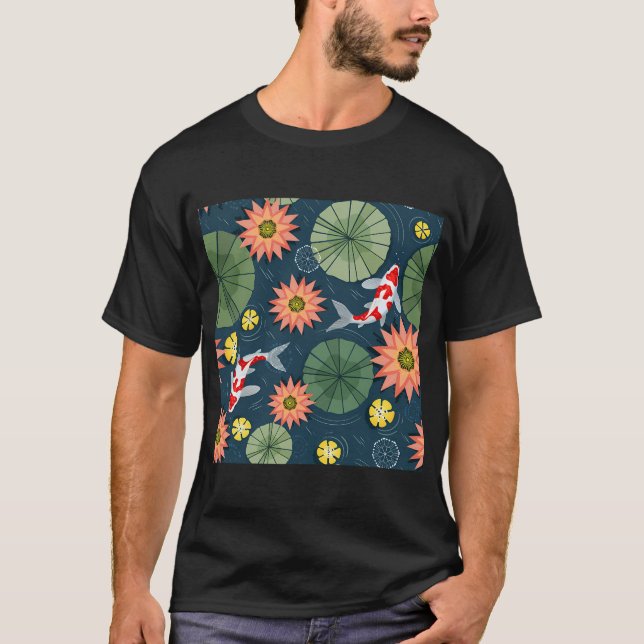 Näckrosor och koi-fiskar t shirt (Framsida)