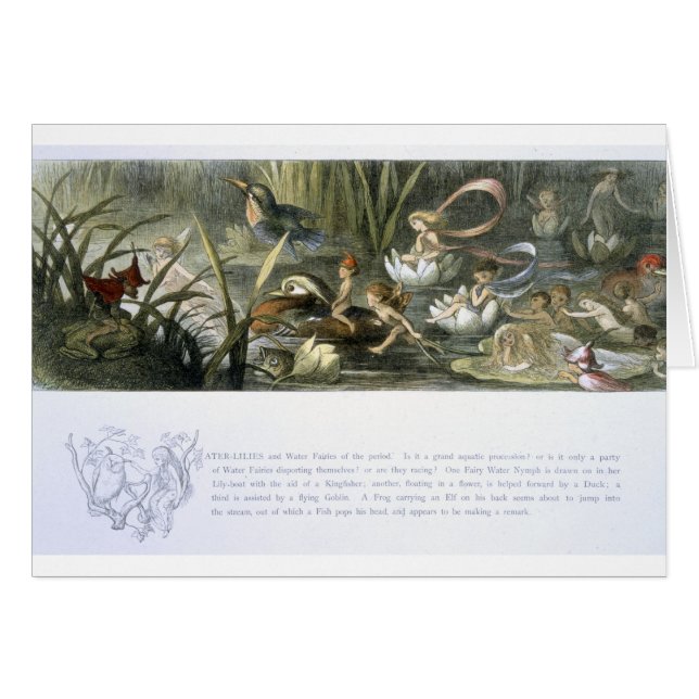 Näckrosor och vattenälvor, illustration från hälsningskort (Framsidan Horizontal)