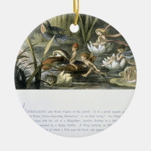 Näckrosor och vattenälvor, illustration från julgransprydnad keramik (Framsidan)