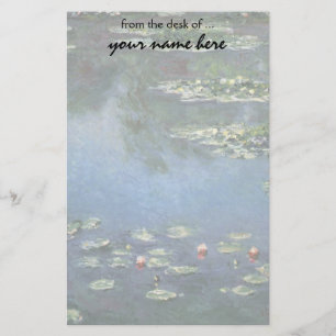 Näckrosor vid Claude Monet, vintageblommor Brevpapper