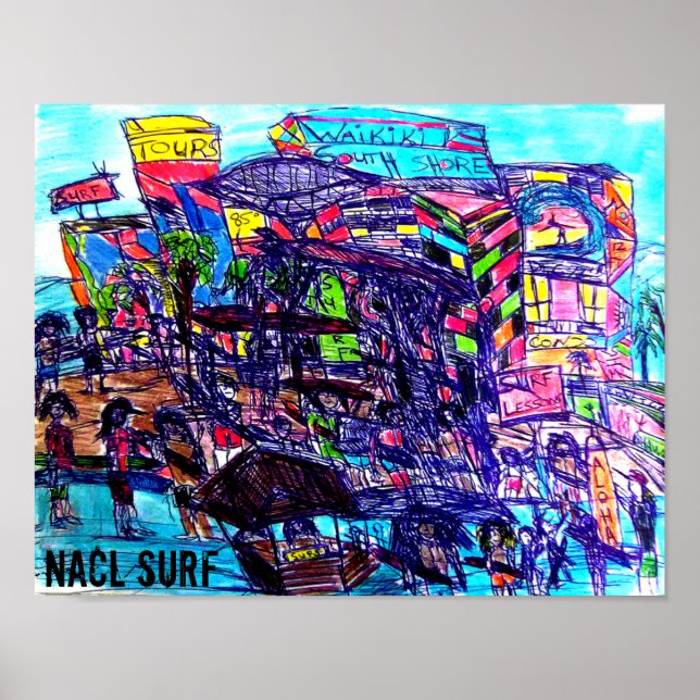 NaCL SURF SÖDRA STRANDEN WAIKIKI Poster (Framsidan)