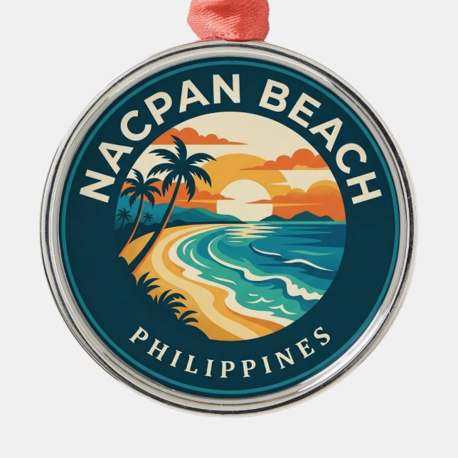 Nacpan Beach Filippinerna Julgransprydnad Metall (Framsidan)
