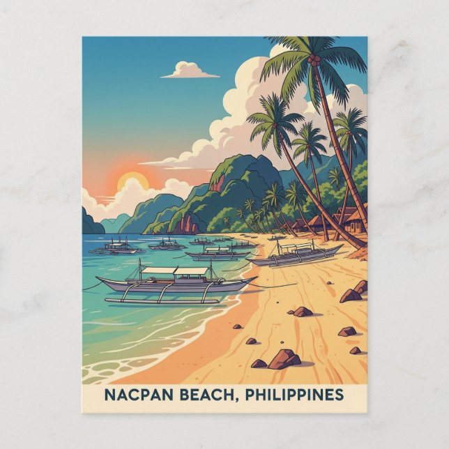 Nacpan Beach Philippines Travel Vykort (Framsida)