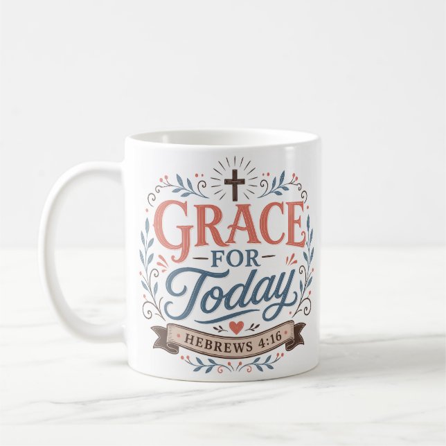 Nåd för dagens inspirerande skriftcitat kaffemugg (Vänster)