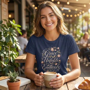 Nåd vecklar ut sig oändligt blomstergivande inspir t shirt