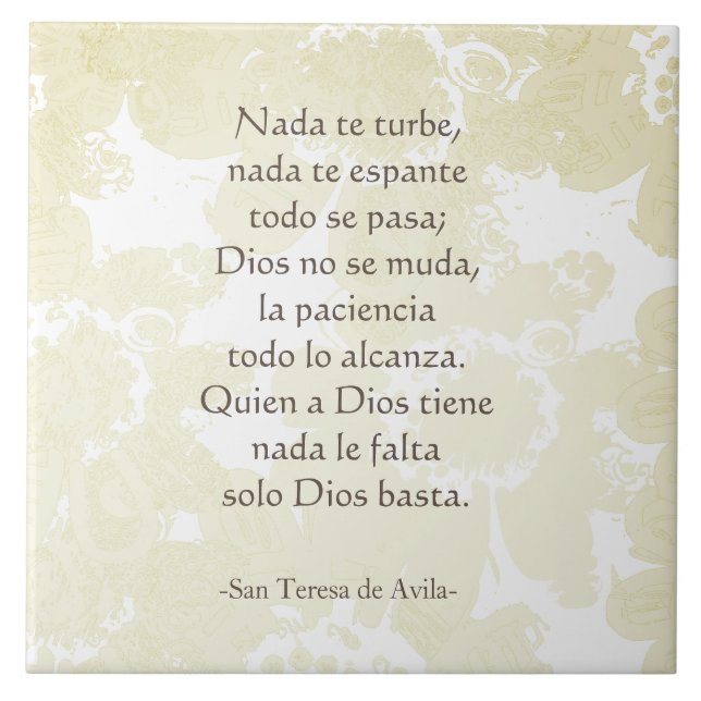 ’Nada te turbe’ San Teresa di Avila White on White Kakelplatta (Framsidan)