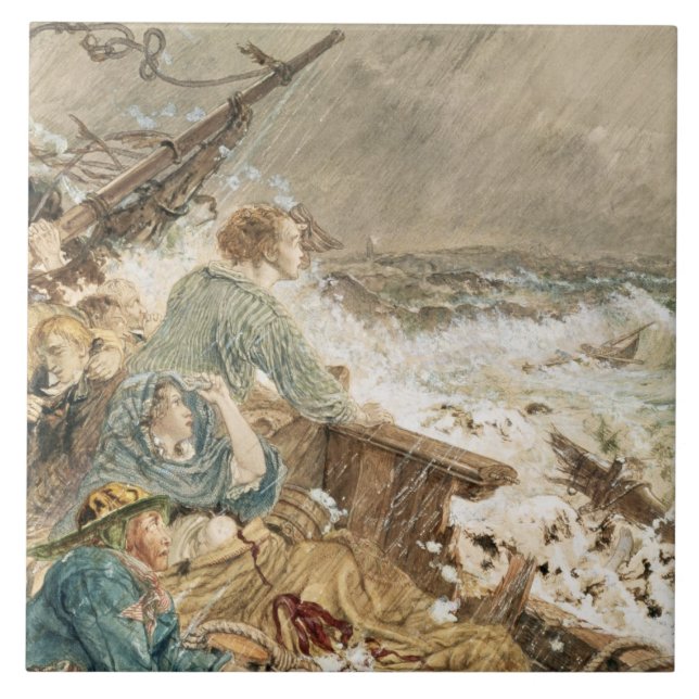 Nådälskling och henne farbesparing shipwrecken kakelplatta (Framsidan)