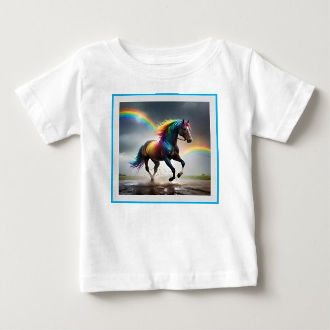 Nådens spektrum: Regnbågshäst under regnbågar T Shirt (Framsida)