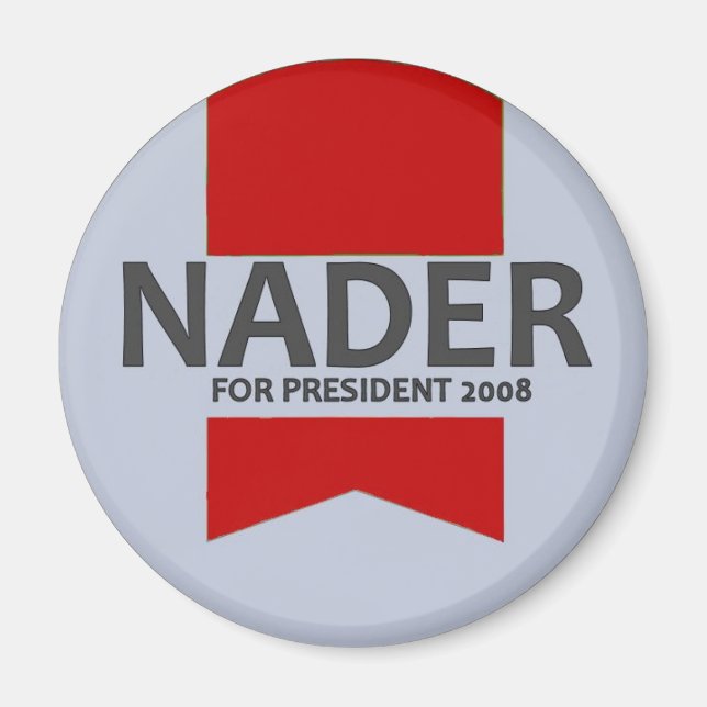 Nader Red Ribbon Button Magnet (Framsidan)