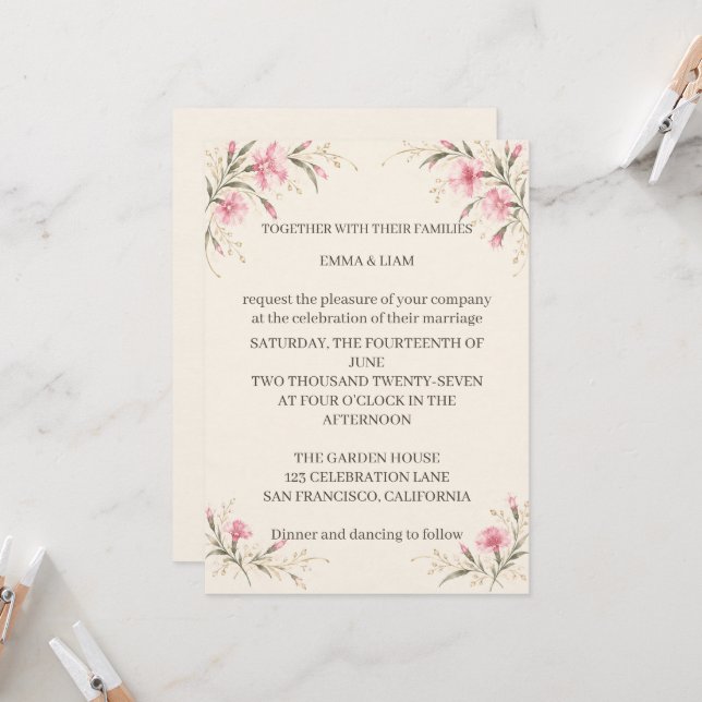 Nadeshiko Wedding Invitation Inbjudningar (Fram/Back In Situ)