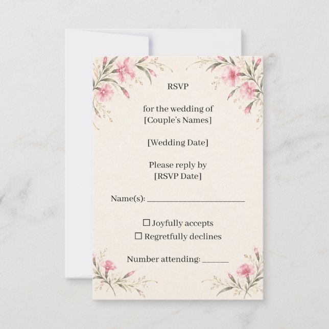 Nadeshiko Wedding RSVP Card (Framsida)