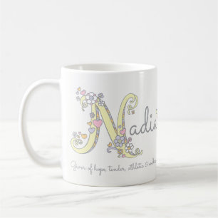 Nadia känd menande dekorativ N monogrammugg Kaffemugg