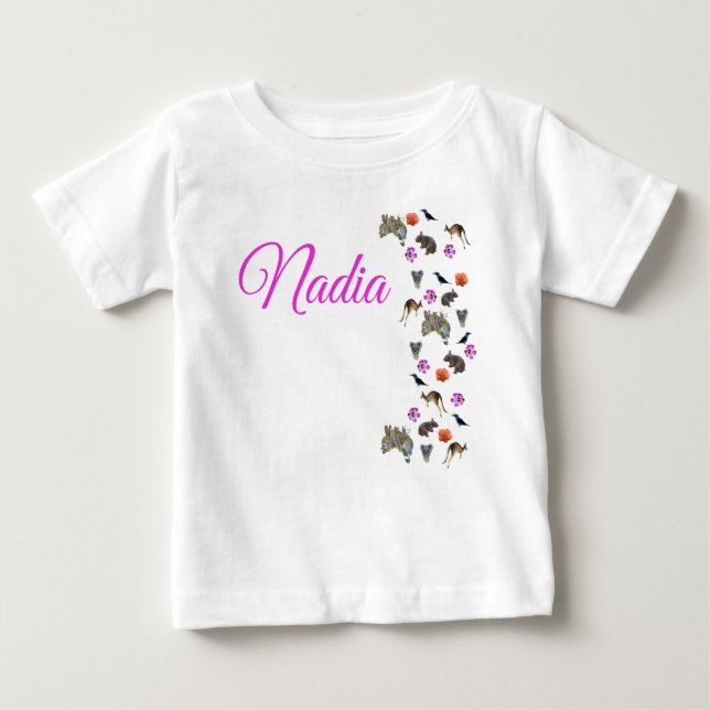 Nadia, Namnlogotyp Med Australisk Vilda Djur,  T Shirt (Framsida)