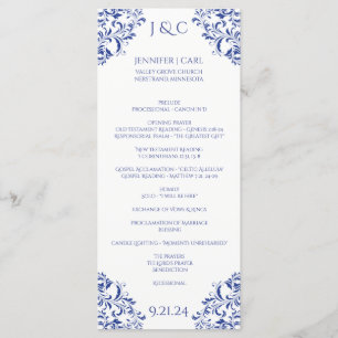 Nadine-Bröllopsprogram - Tea-length -Royal Blue Program