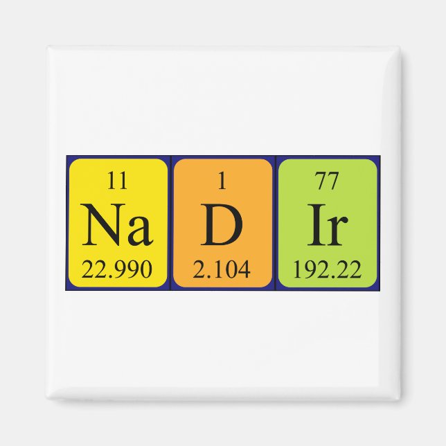 Nadir Periodisk bord namn magnet (Framsidan)