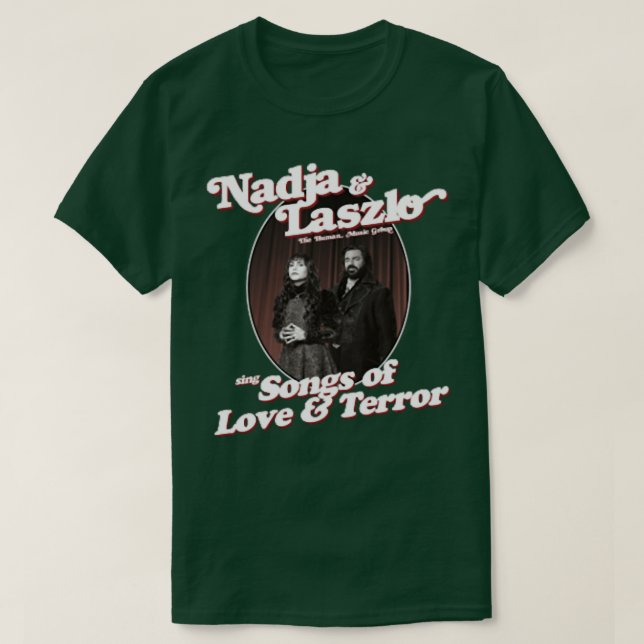 Nadja och Laszlo sjunga sång i kärlek och terrorpo T Shirt (Design framsida)