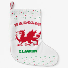 Nadolig Llawen Red Welsh Dragon God jul Liten Julstrumpa