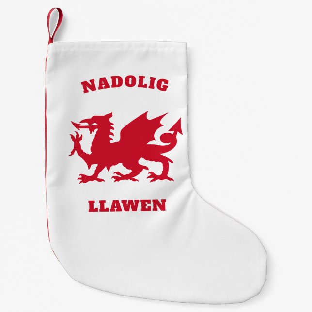 Nadolig Llawen Simple Celtic Welsh God jul Liten Julstrumpa (Framsidan)