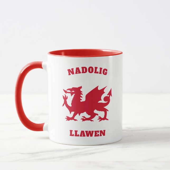 Nadolig Llawen Simple Celtic Welsh God jul Mugg (Vänster)