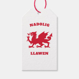 Nadolig Llawen Simple Celtic Welsh God jul Presentetikett