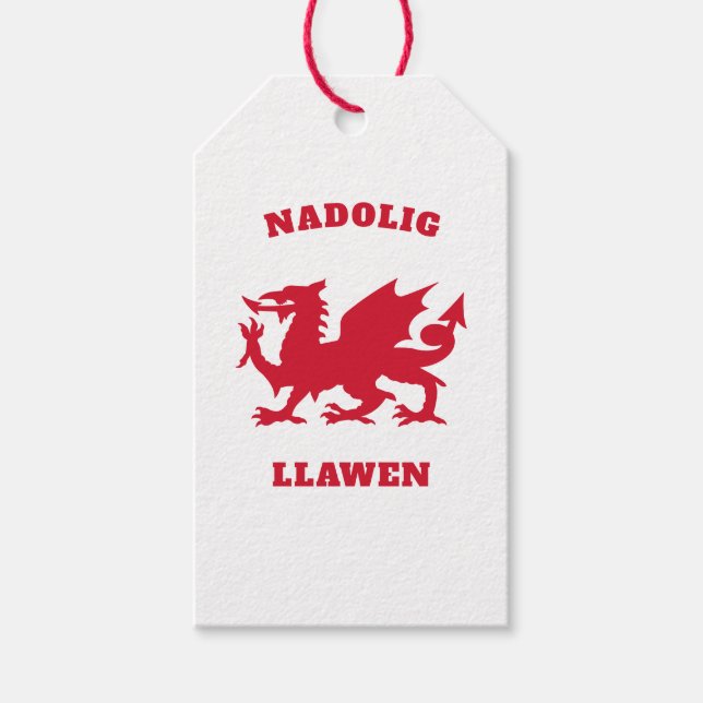 Nadolig Llawen Simple Celtic Welsh God jul Presentetikett (Framsidan)