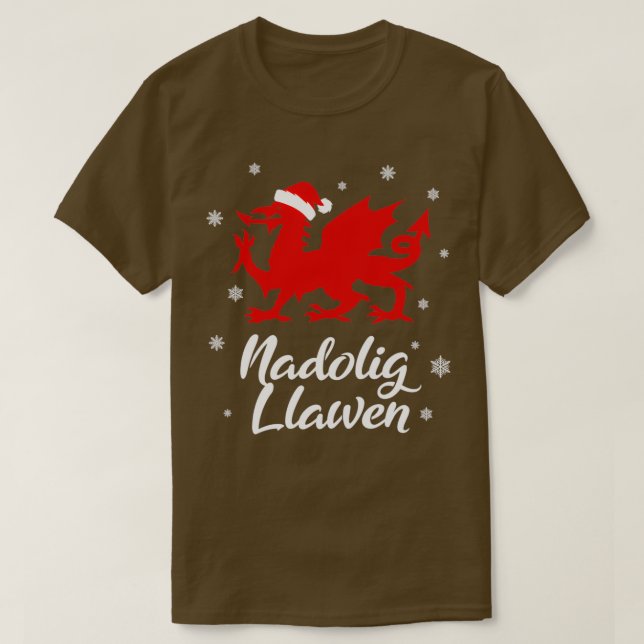 Nadolig Llawen Wales Welsh Cymru God jul D T Shirt (Design framsida)