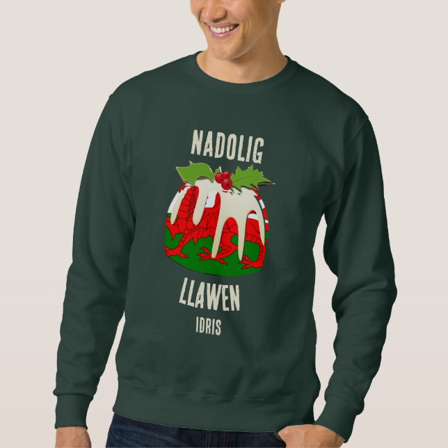 Nadolig Llawen WALES Welsh God jul Family Lång Ärmad Tröja (Framsida)