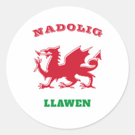 Nadolig Llawen Welsh God jul Simple Celtic Runt Klistermärke