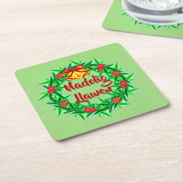 Nadolig Llawen Welsh God jul Underlägg Papper Kvadrat (Vinklad)