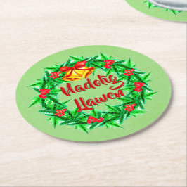 Nadolig Llawen Welsh God jul Underlägg Papper Rund