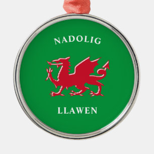 Nadolig Llawen Welsh Simple Celtic God jul Julgransprydnad Metall