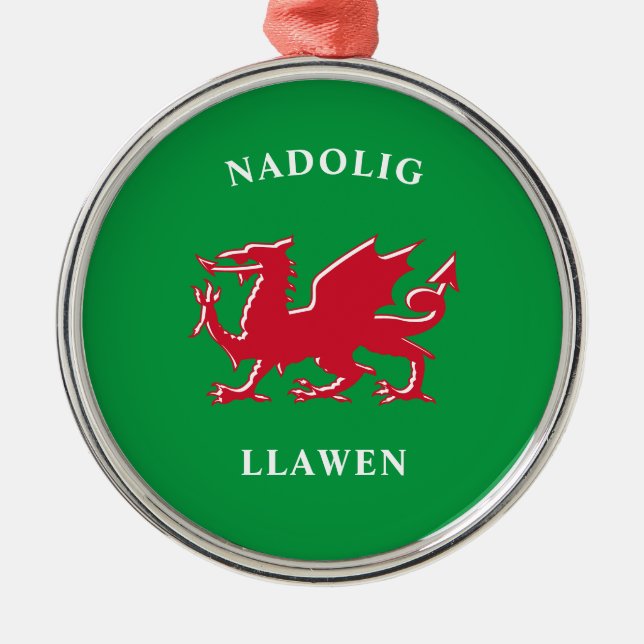 Nadolig Llawen Welsh Simple Celtic God jul Julgransprydnad Metall (Framsidan)